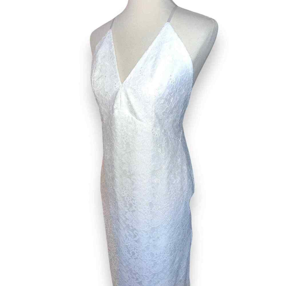 Lulus White Lace Entrance Fully Lined Midi Dress Women's Size L Scalloped Hem - Picture 3 of 11